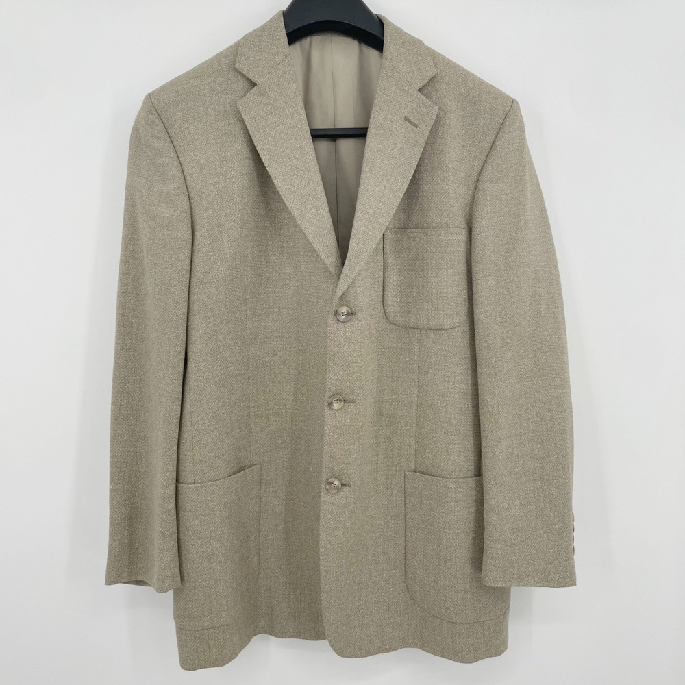 Stafford Blazer Mens 40R Tan Silk Wool‎ Blend 3 Button Sport Coat Classic Preppy